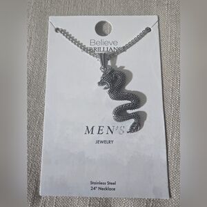 Silver Snake Pendant Necklace